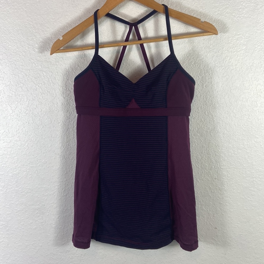 Like new Lululemon Bend & Flow Tank Hyper Stripe Plum 6 - Picture 7 of 10